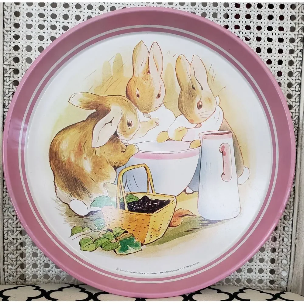 Beatrix Potter Bunnies Serving Tray Flopsy Mopsy cotton tail metal tray‎ 12